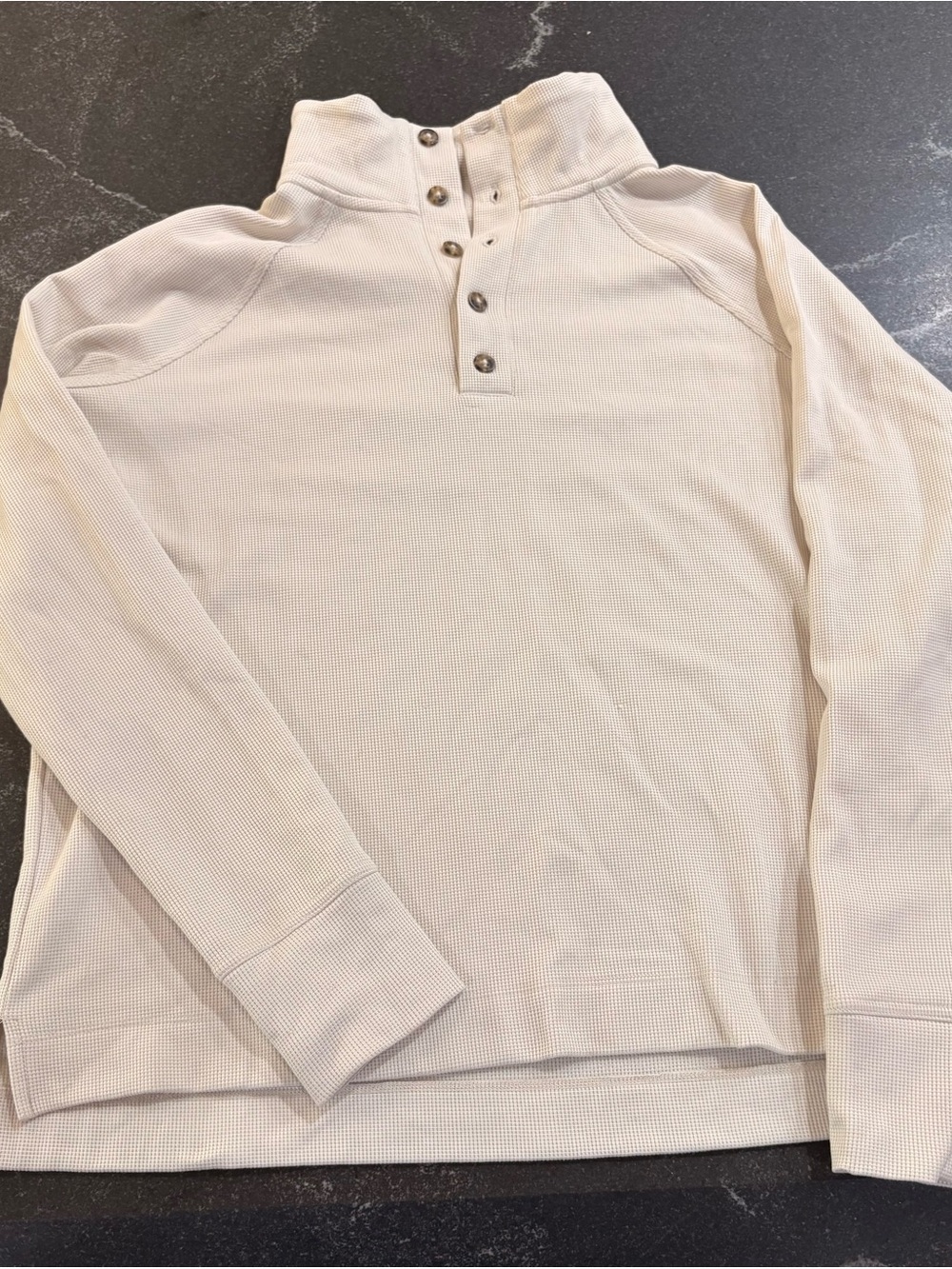 Duck Camp Cream Waffle Knit Henley sweater